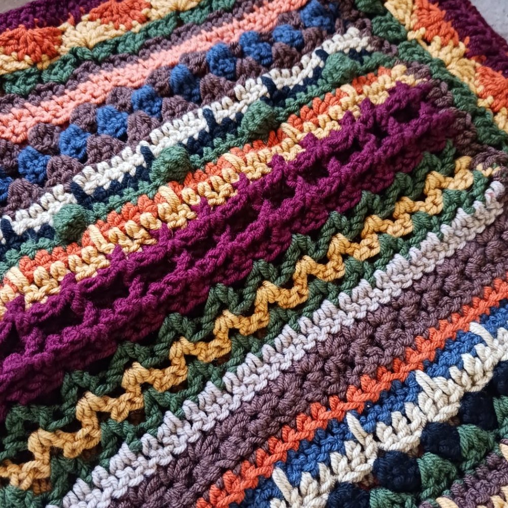 38"x44" Striped Throw Blanket, Lap Quilt, Colorful Throw